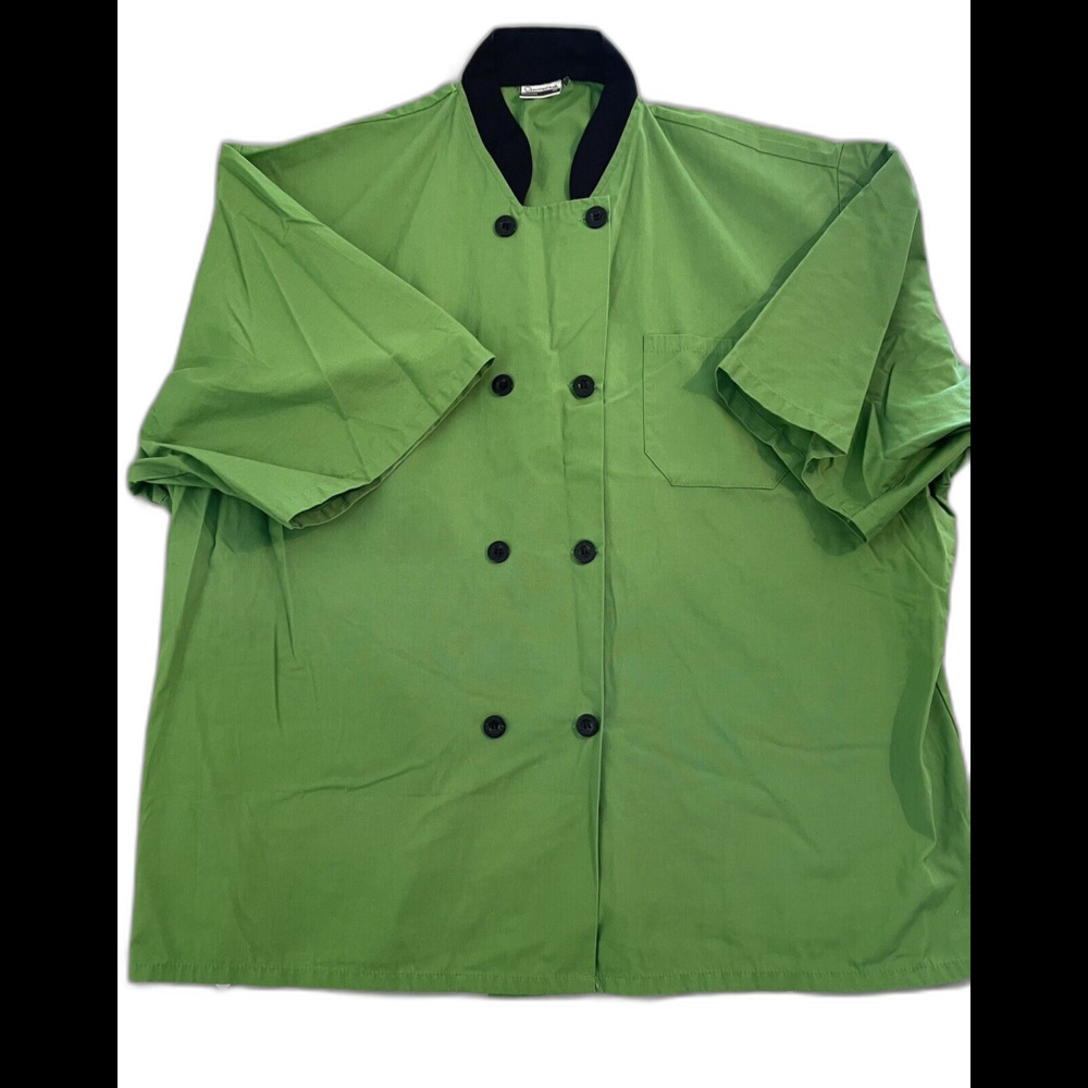 Happy Chef Shirt Men Size 3X Green Short Sleeve Chef Work Shirt Double Breasted